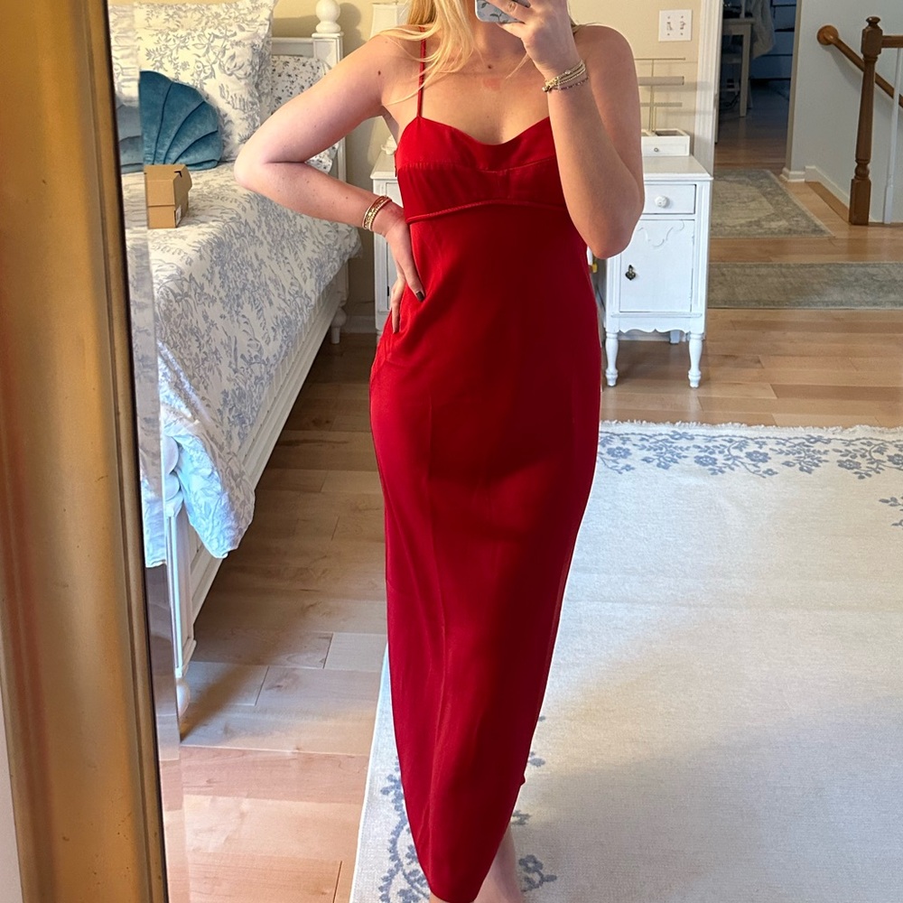 Elegant Red Spaghetti Strap Dress